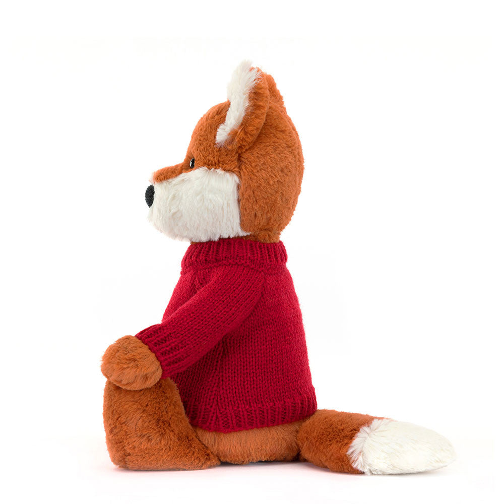 Jellycat Bashful Fox Cub with Personalized Red Jumper