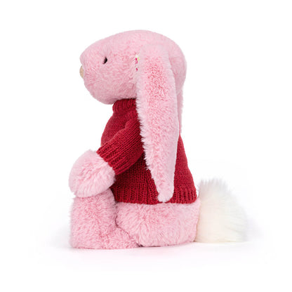 Jellycat Blushkin Blossom Luxe Bunny with Personalized Red Jumper
