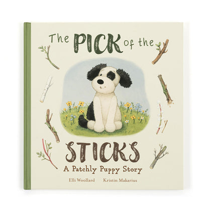 Jellycat The Pick of the Sticks Book and Bashful Black & Cream Puppy Medium