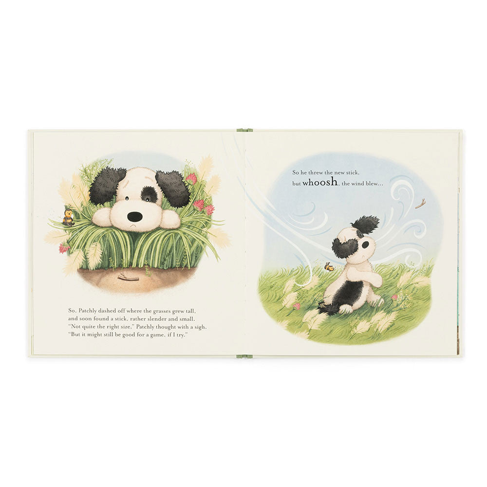Jellycat The Pick of the Sticks Book and Bashful Black & Cream Puppy Medium