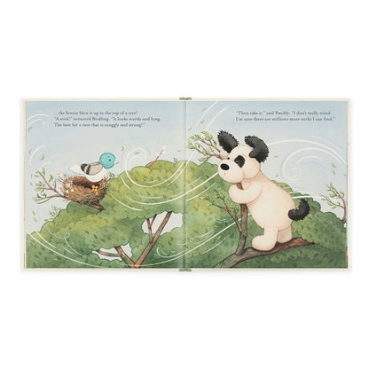 Jellycat The Pick of the Sticks Book and Bashful Black & Cream Puppy Medium