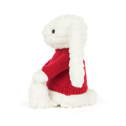 Jellycat Bashful Luxe Bunny Nimbus with Personalized Red Jumper