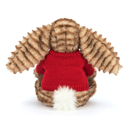 Jellycat Bashful Luxe Bunny Juniper with Personalized Red Jumper