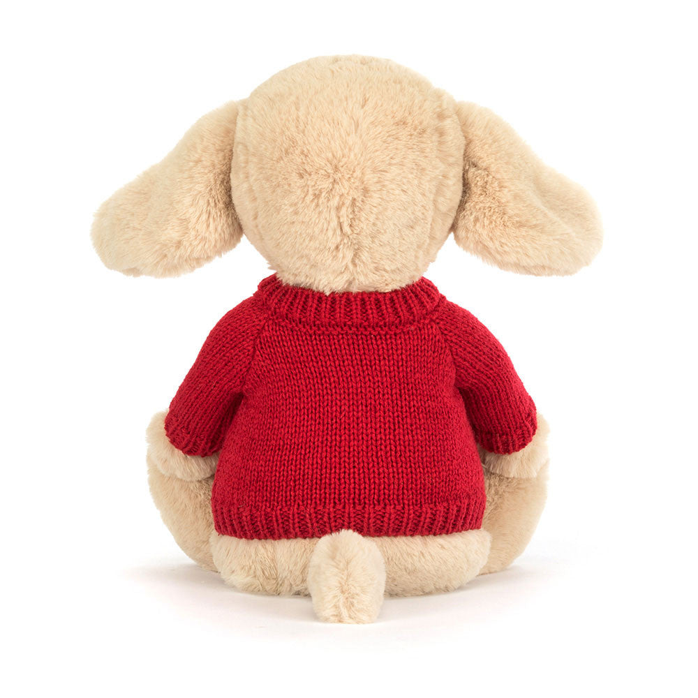 Jellycat Bashful Luxe Puppy Orlando with Personalized Red Jumper
