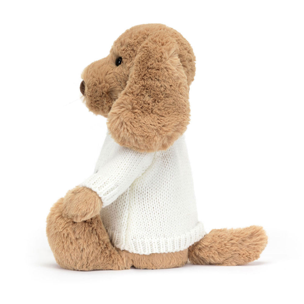 Jellycat Bashful Toffee Puppy with Personalized Cream Jumper