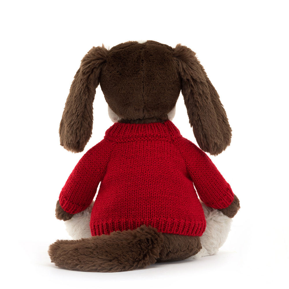 Jellycat Bashful Fudge Puppy with Personalized Red Jumper