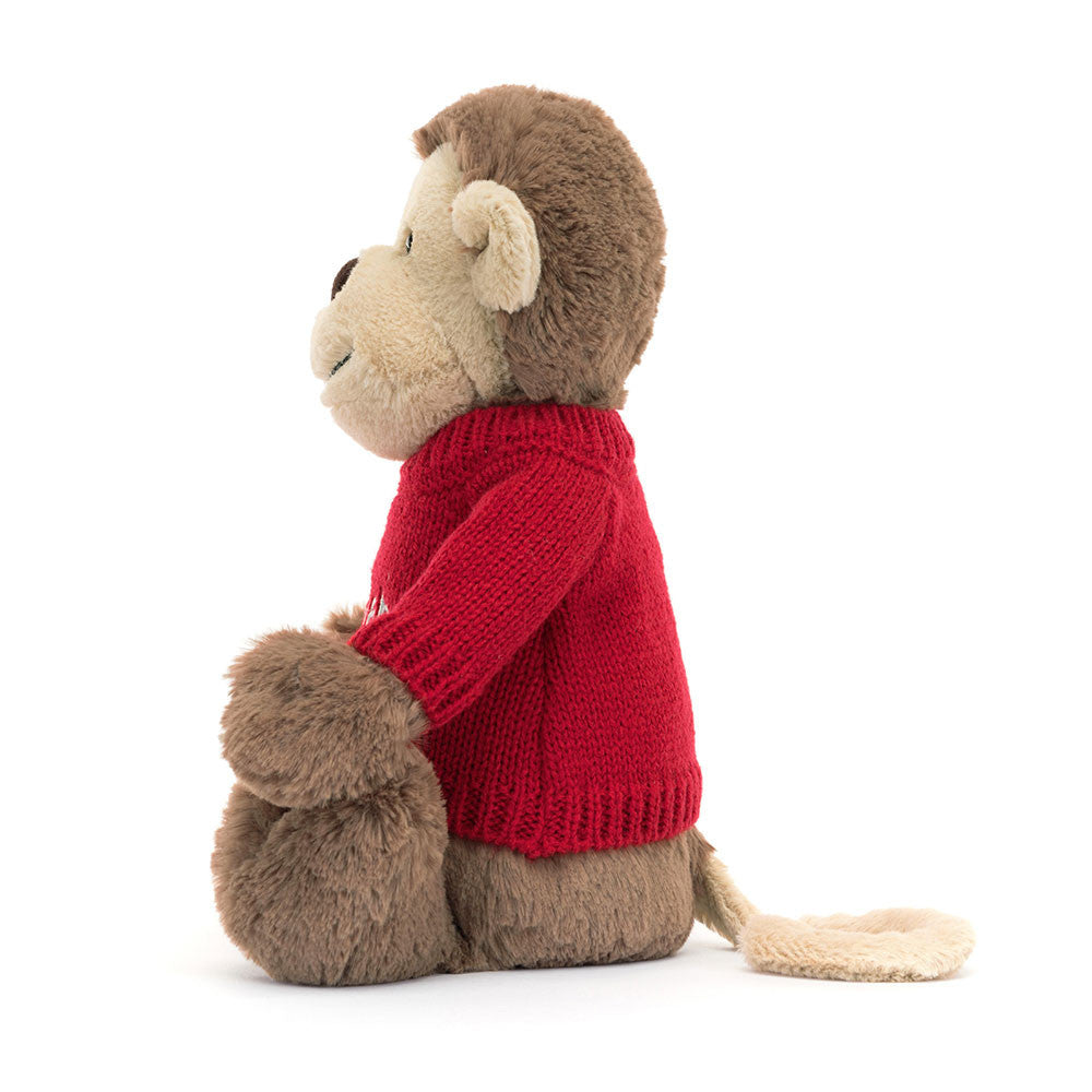 Jellycat Bashful Monkey with Personalized Red Jumper