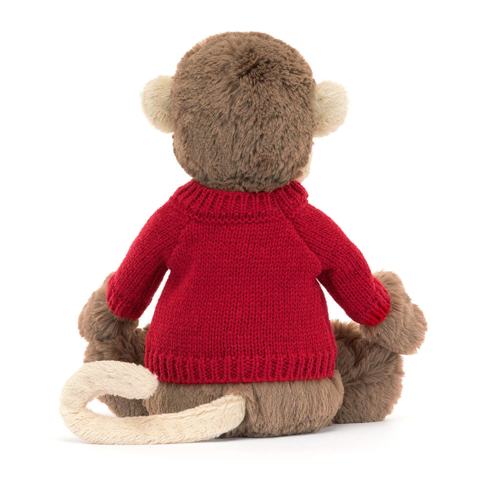 Jellycat Bashful Monkey with Personalized Red Jumper