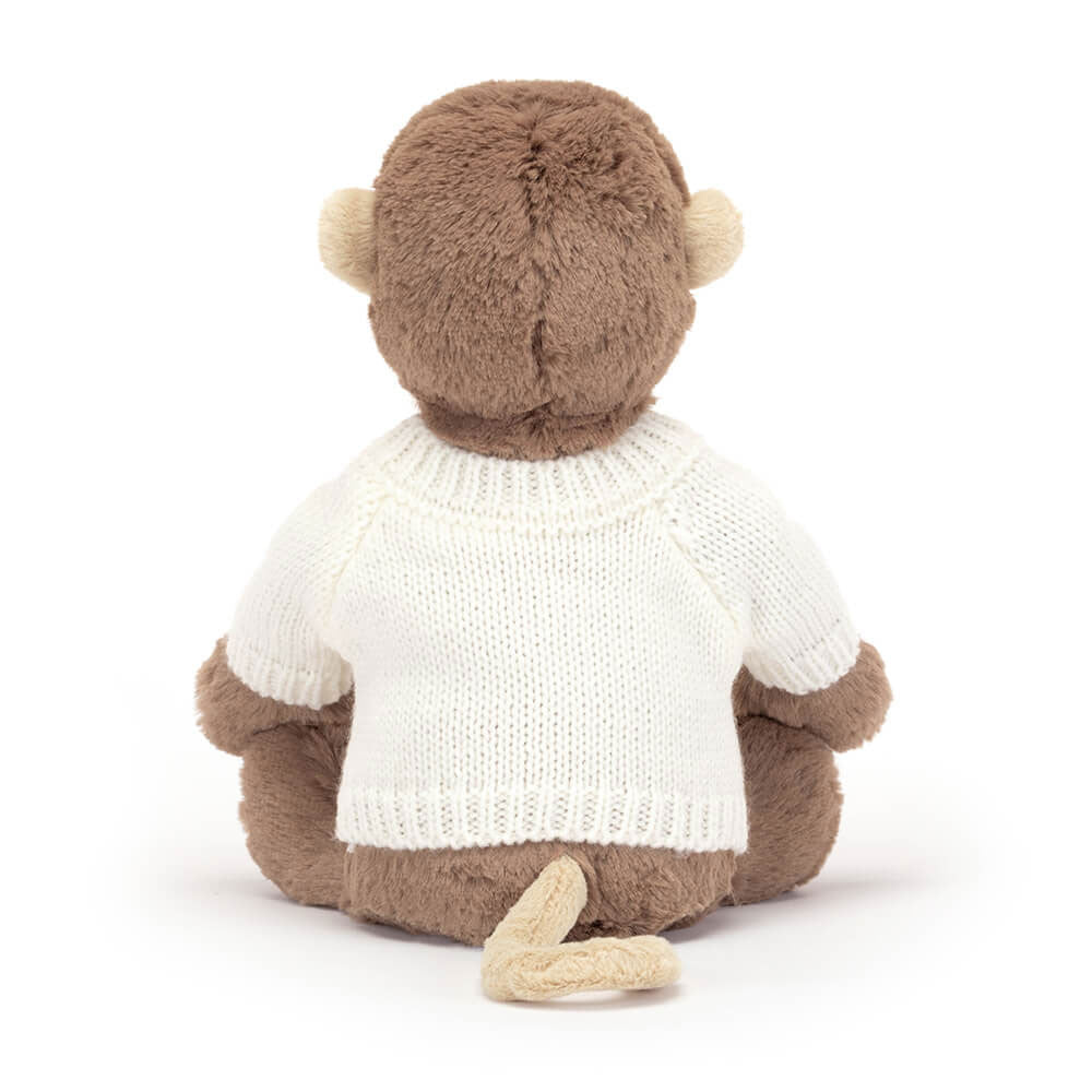 Jellycat Bashful Monkey with Personalized Cream Jumper