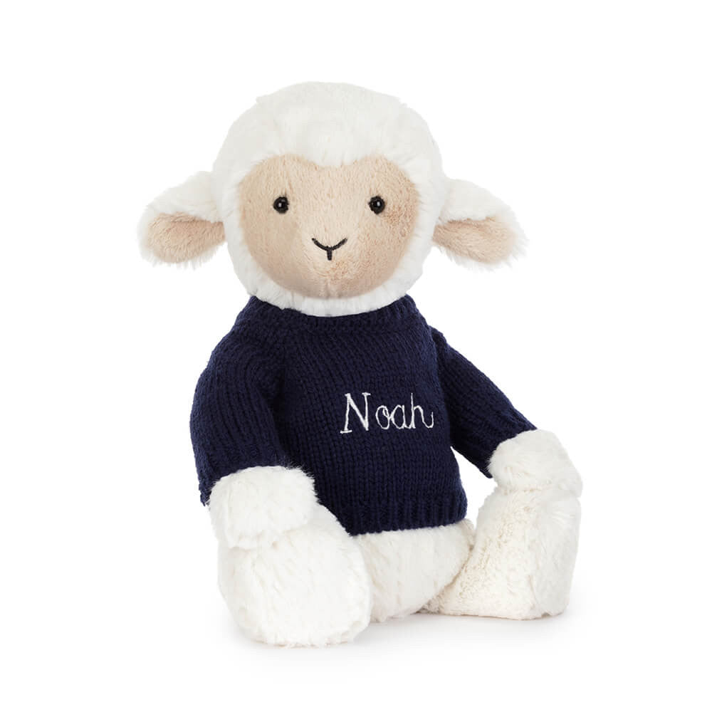 Jellycat Skipson Lamb with Personalized Navy Jumper