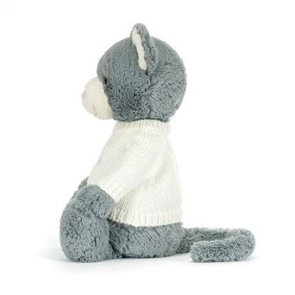 Jellycat Bashful Kitten with Personalized Cream Jumper