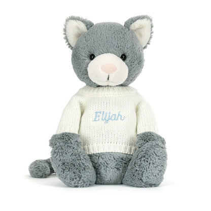 Jellycat Bashful Kitten with Personalized Cream Jumper