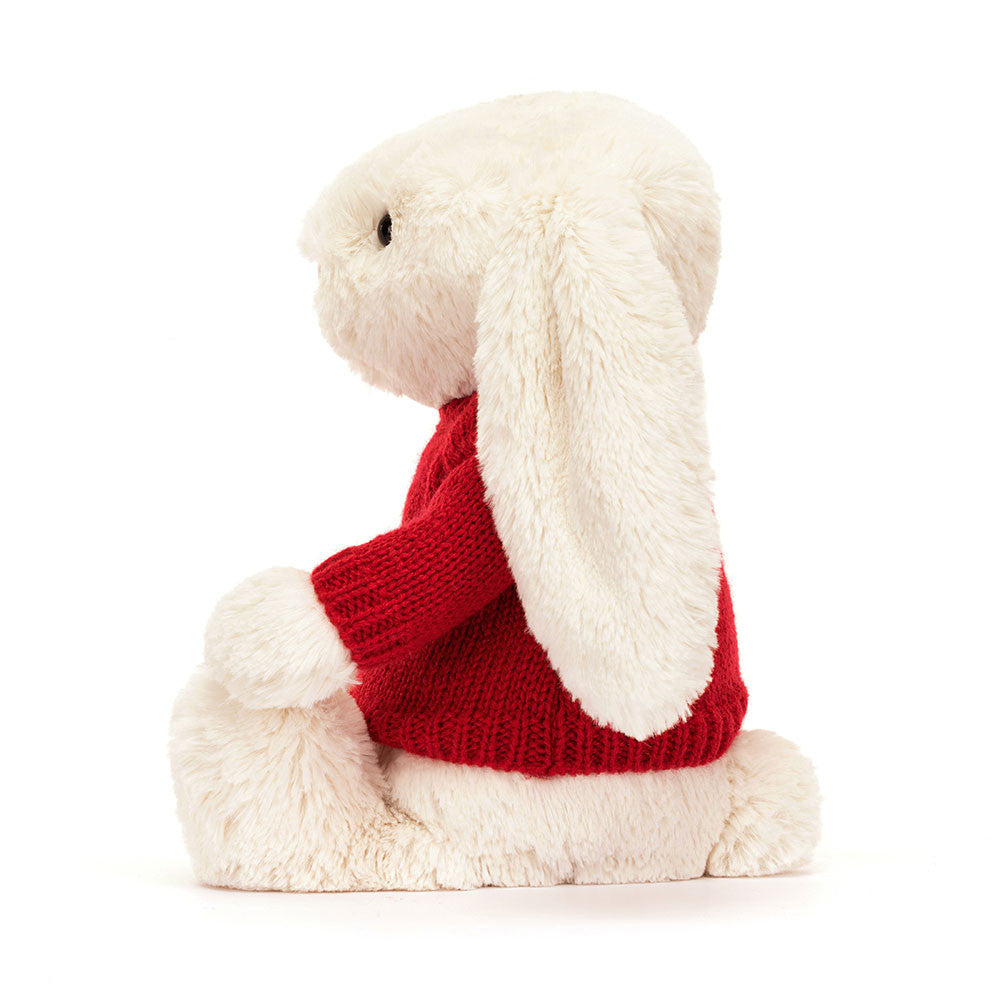 Jellycat Bashful Cream Bunny with Personalized Red Jumper