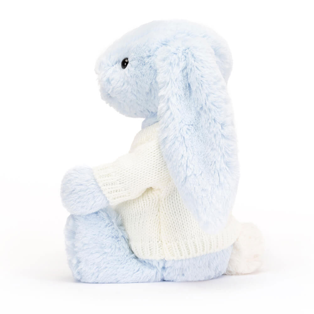 Jellycat Bashful Blue Bunny with Personalized Cream Jumper