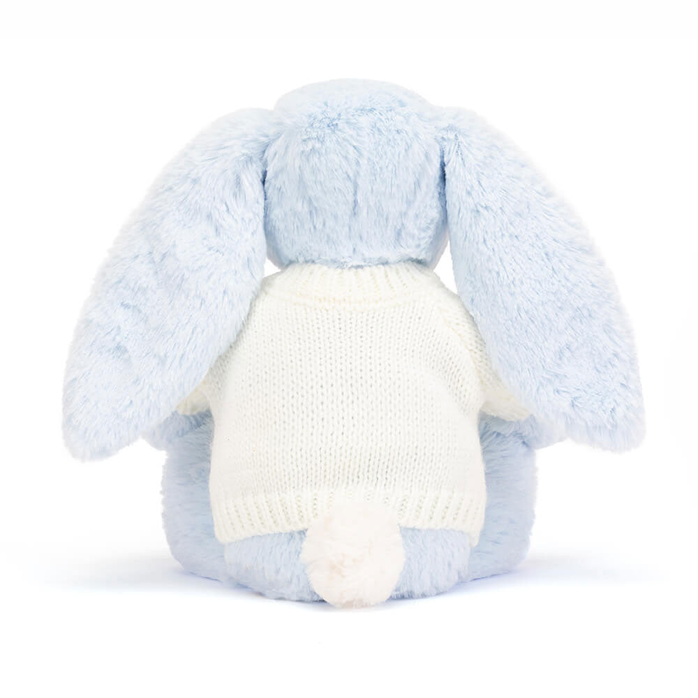 Jellycat Bashful Blue Bunny with Personalized Cream Jumper