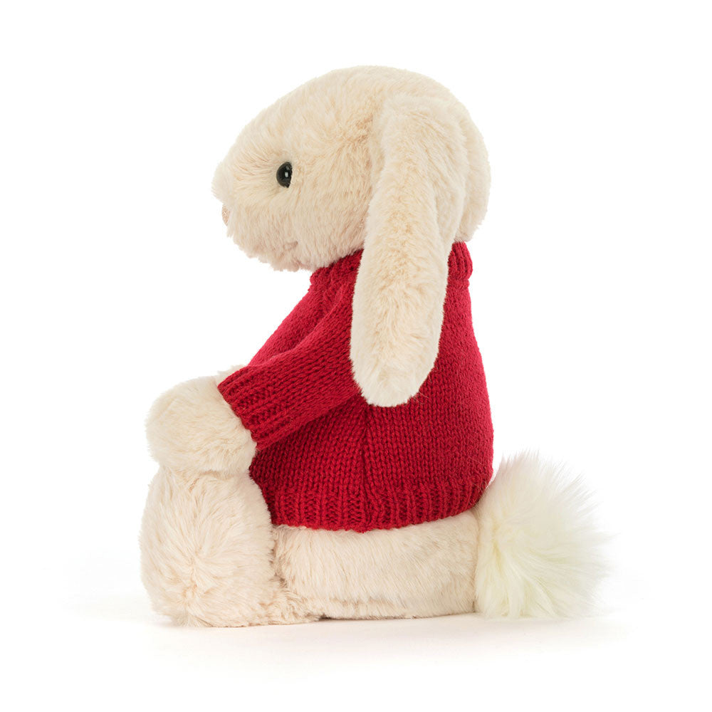 Jellycat Bashful Luxe Bunny Willow with Personalized Red Jumper
