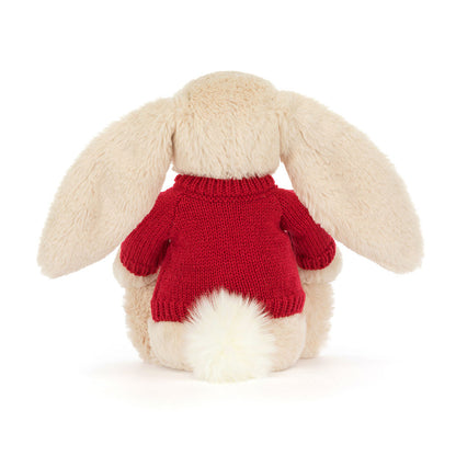 Jellycat Bashful Luxe Bunny Willow with Personalized Red Jumper