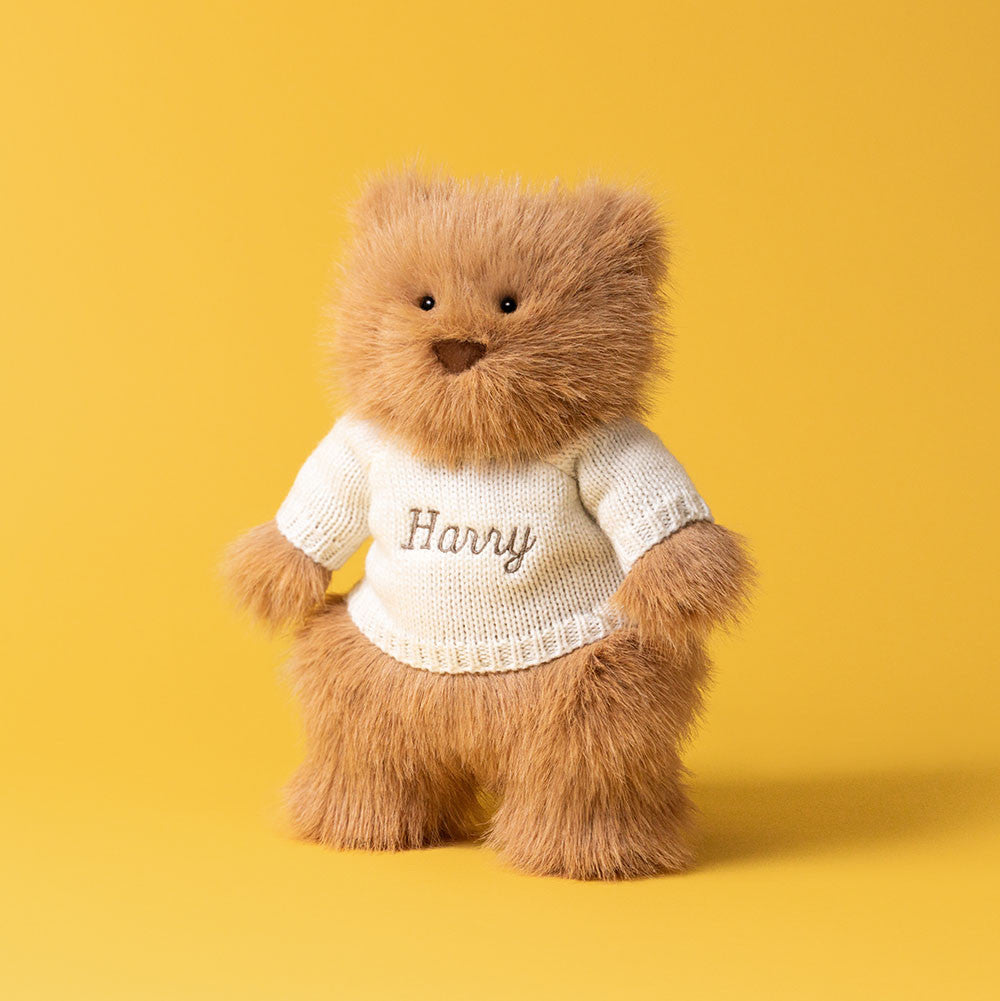 Jellycat Bartholomew Bear Bouffant with Personalized Cream Jumper