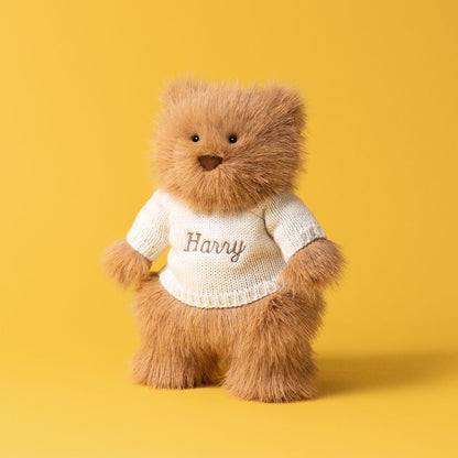 Jellycat Bartholomew Bear Bouffant with Personalized Cream Jumper
