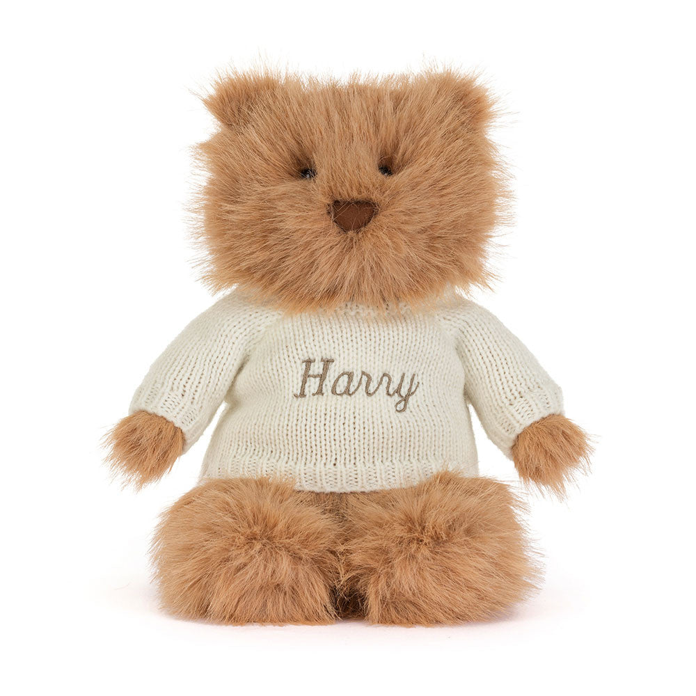 Jellycat Bartholomew Bear Bouffant with Personalized Cream Jumper
