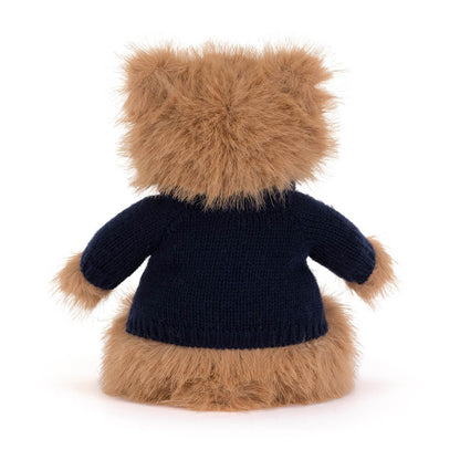 Jellycat Bartholomew Bear Bouffant with Personalized Navy Jumper