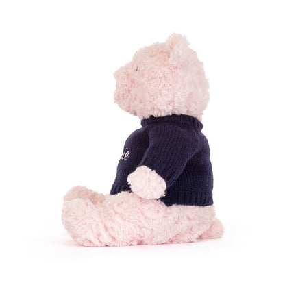 Jellycat Leola Bear with Personalized Navy Jumper