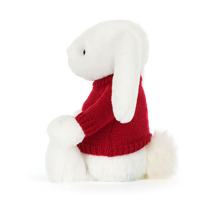 Jellycat Bashful Luxe Bunny Luna with Personalized Red Jumper