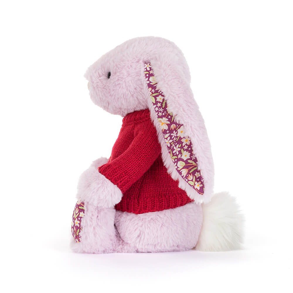 Jellycat Thistlepop Blossom Luxe Bunny with Personalized Red Jumper