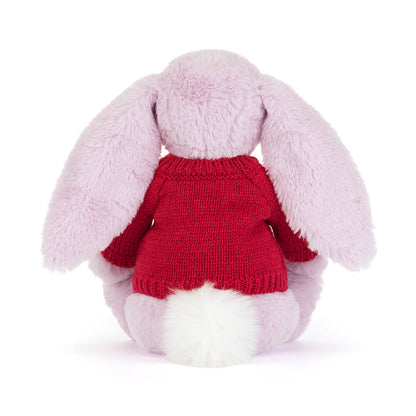 Jellycat Thistlepop Blossom Luxe Bunny with Personalized Red Jumper