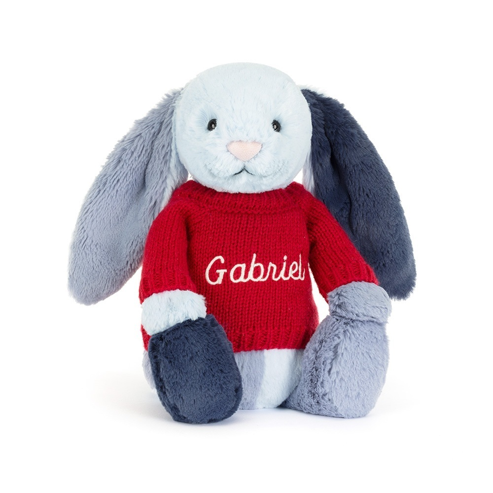 Jellycat Puddlesea Bunny with Personalized Red Jumper