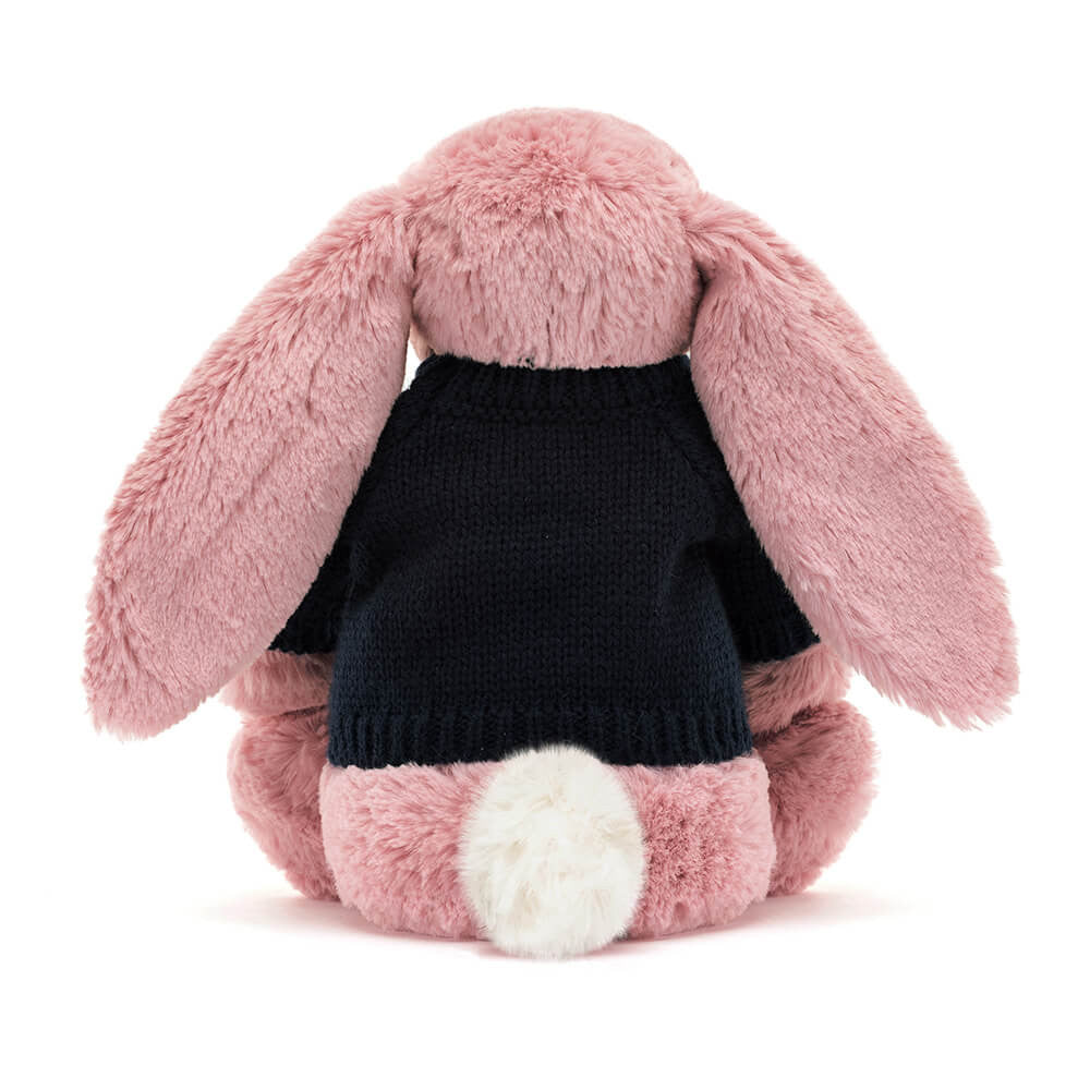 Jellycat Bashful Tulip Pink Bunny with Personalized Navy Jumper