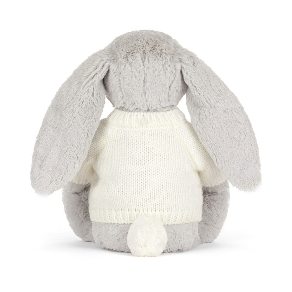Jellycat Blossom Silver Bunny 'Bloom' with Personalized Cream Jumper