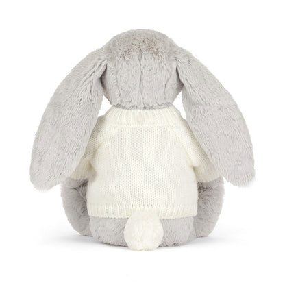 Jellycat Blossom Silver Bunny 'Bloom' with Personalized Cream Jumper