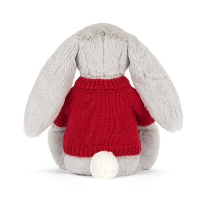 Jellycat Blossom Silver Bunny 'Bloom' with Personalized Red Jumper