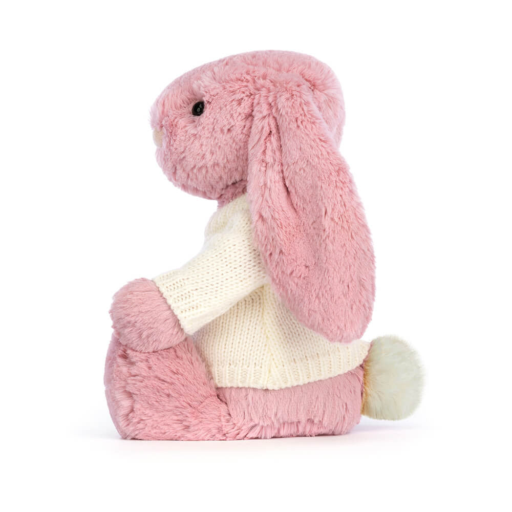 Jellycat Bashful Tulip Pink Bunny with Personalized Cream Jumper